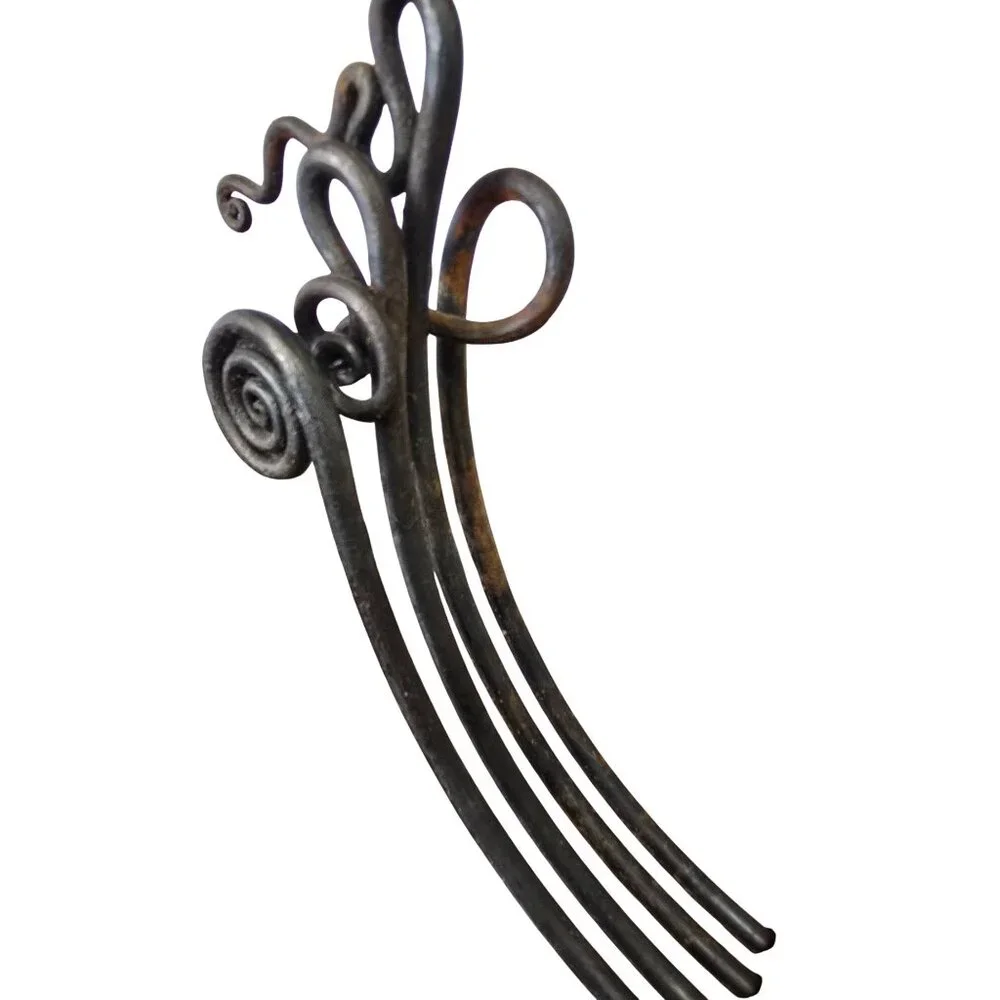 Wrought Iron Skewer Set w/ Wood Base Rustic Artisan Kabob Charcuterie - Picture 10 of 11